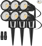 REEGOLD Low Voltage Landscape Lights Outdoor: 7W 700LM LED Landscape Lighting with Connectors for Tree Garden Yard Pathway | 12V 24V Warm White 2700K Spotlights | IP65 Waterproof | 6 Pack