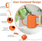 Watering Can Indoor Plants, 35oz Small Stainless Steel Metal Watering Can Modern Decorative Watering Pot with Long Spout for Indoor House Plant Bonsai Garden Flowers (Orange)