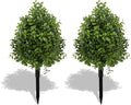 Bdor 22" Artificial Boxwood Topiary Ball Trees, Outdoor Artificial Plant Set of 2 with Ground Stakes, UV Resistant Simulated Evergreen Fake Shrub for Indoor/Outdoor Lawns, Garden Decor