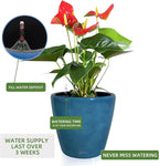 Dexceder 15x14 Self Watering Planter with Wheels (Peacock Blue Gradient) | Inner Pot Design, Thickened Large Floor Standing Flower Plant Pot with Water Level Indicator Indoor Outdoor