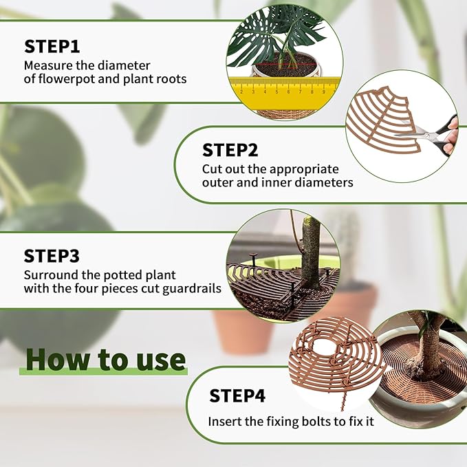 20.5 Inch Large Round Plant Pot Grid Cover, Cuttable Flower Pot Soil Covers Protectors from Animals, Dog Cat Digging Stopper with Deep Stakes for Indoor Outdoor Gardening (Black)