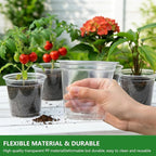 Clear Nursery Pots, 30 Pack Seed Starting Pots with 8 Drainage Holes, Transparent Plant Pots with Labels, Marker & Seedling Transplant Tool (3.5/4/5in-30pcs)
