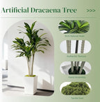 Artificial Dracaena Tree 5FT with White Tall Planter - Faux Tree Tall Fake Floor Plant in Pot-Artificial Plants Indoor for Home Office Living Room Décor (Dracaena 5ft)