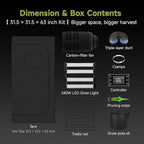 3x3 ft Grow Tent Complete Kit, All-in-One Fan with Activated Carbon Filter, 240W Full Spectrum LED Grow Light, 32"x32"x63" High-Reflective 1680D Diamond Mylar Tent and Smart Controller-1