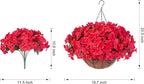 Artificial Fake Hanging Flowers for Outdoors Basket Spring Decor, Bougainvillea Faux Hanging Plants Outdoor Silk Flower in Planter Look Real UV Resistant for Outside Porch Patio Garden Yard Home, Red