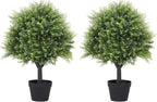 27“ Realistic Artificial Cedar Topiary Trees Set of 2, Faux Cypress Pine Plants Outdoor UV-Resistant, Fake Evergreen Bushes & Shrubs for Front Porch Outside Planter Decor