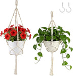 Oligei 2 Pack Macrame Plant Hanger, 34"/41" Hanging Planters for Indoor Plants, Strong Hanging Planter Holder with 2 Hooks (Pots Not Included)