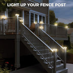 Peasur 4x4 Solar Post Cap Lights Outdoor with 3 Modes, 20 Packs White Fence Light Solar Powered Waterproof, Wood/Vinyl Post Top Lights for Deck Yard Garden Patio Porch Outside