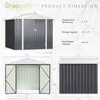 Greesum 8x6FT Outdoor Storage Shed, Utility Tool Shed with Sloping Roof, Metal Storaged Garden Shed with Door & Lock for Patio Storage, Gray