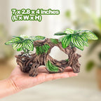 CousDUoBe 8 Pcs Fish Tank Decor，Silk Aquarium Plants Green Silk Leaf pad Hammock Artifical Driftwood cave Betta Fish Tank Accessories 7 x 2.8 x 4 inches(LxWxH)