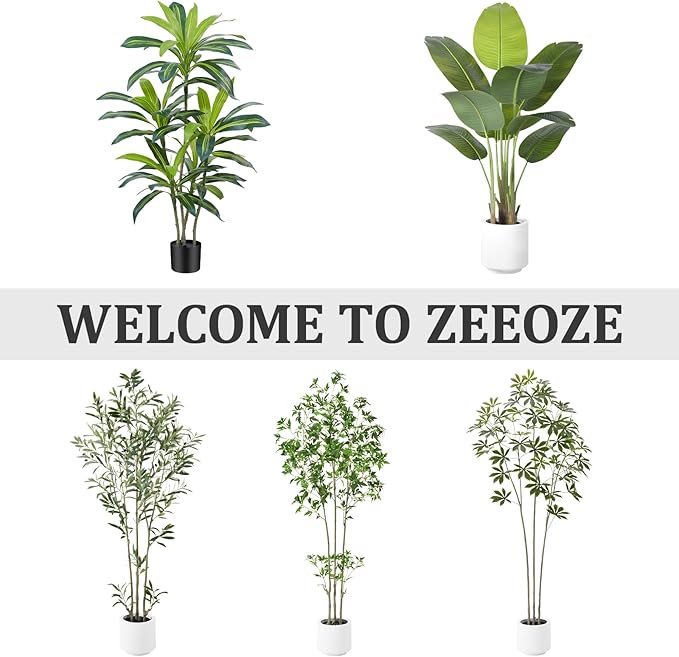 Artificial Bird of Paradise Plant 4Ft Tall Fake Tropical Palm Tree Large Fake Plants with 9 Silk Banana Leaves Faux Plant Indoor Decor Trees with White Pot for Home Bedroom Living Room Office（2pcs）