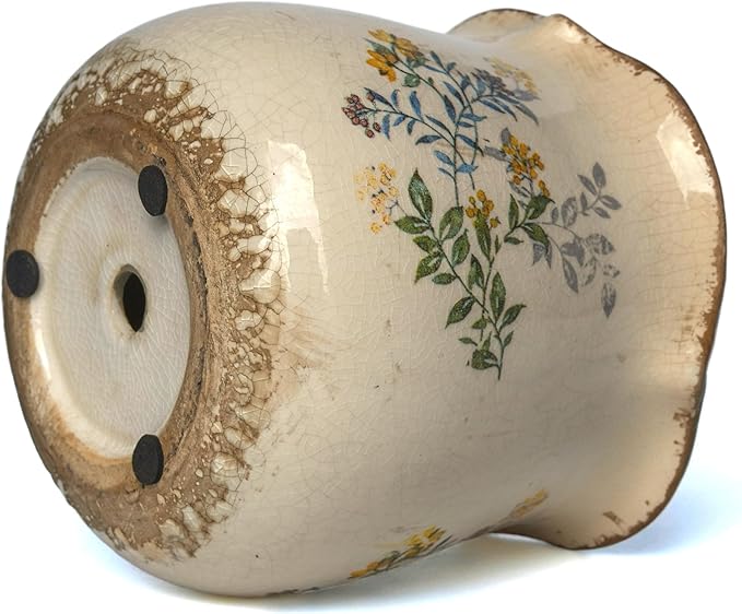 Dosayes Rustic Ceramic Planter, 6 Inch Tuscan Vintage Flower Pot with Drainage, Farmhouse Garden Pot for Indoor Plants, Kitchen & Garden Tuscan Decor, Plant Lover Gift (Yellow)