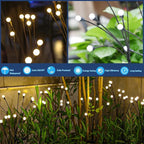 TONULAX Solar Garden Lights - Upgraded Solar Swaying Light, Sway by Wind, Outdoor Lights, Yard Patio Pathway Decoration, High Flexibility Iron Wire & Heavy Bulb Base, Warm White(8 Pack)
