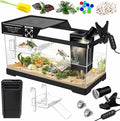 GOZILLA Aquatic Turtle Tank Kit+Lamp+Filter, Upgrade PC Turtle Tank Starter Kit with Adjustable Lamp & Filter,Reptile Habitat with Lid,Hanging Platform for Small Reptiles.(19.68×9.52×9.44''/Black Kit)
