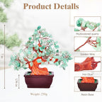 Feng Shui Quartz Crystal Money Tree Bonsai Style Decoration for Luck and Wealth (Green)