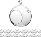 WGV Hanging Terrarium Globe, Width 2.25", Height 2.75", DIY Air Succulent Planter, Clear Glass Vase Orb with Flat Bottom, Candle Holder for Windowsill Outdoor Garden Decor, 24 Pieces Bulk