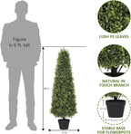 4ft Artificial Boxwood Topiary Trees (Set of 2) - UV Resistant Faux Plants Outdoor, Realistic 48in Fake Potted Bushes and Shrubs for Front Porch, Planter, Patio, Evergreen