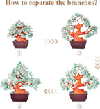 Feng Shui Quartz Crystal Money Tree Bonsai Style Decoration for Luck and Wealth (Green)