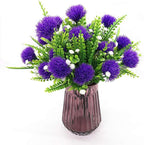 CATTREE Artificial Dandelion Plants, Plastic Flowers Shrubs Bushes Fake Grass Wedding Indoor Outdoor Home Garden Verandah Centerpieces Arrangements Party Decoration Planting Filler - Purple 4 Pack