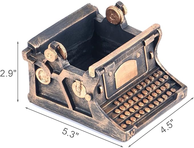 Typewriter Decorative Planter Plant Gift - Desk Decor Succulent Pot for Indoor Plants Typewriter Home Shelf Office Decor Small Flower Pot with Drainage