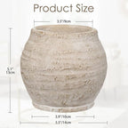 Briful Rustic Vintage Ceramic Pottery Vase, 5.1'' Farmhouse Table Decor with Distressed Texture, Wide Mouth Decorative Jar Vases for Home Decor, Shelf & Entryway, Cream White