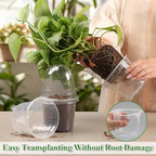 RooTrimmer 60 Pack Clear Nursery Pots with Humidity Domes, 4 Inch Plastic Plant Pots with Drainage Holes for Seedlings, Transparent Seed Starting Pot for Cuttings Propagation Indoor Gardening