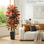 Artificial Dracaena Tree：6FT Faux Silk Tropical Yucca Floor Trees Realistic Fake Green Plant with Natural Wood Trunk & Lifelike Leaves for Home Office Decor Indoor & Outdoor (6FT,1-Pack,Black)