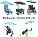 G4Free UPF 50+ Adjustable Beach Umbrella XL with Universal Clamp for Chair Stroller Wheelchair Golf Cart Bleacher Patio