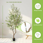8ft Faux Olive Tree - Large Realistic Artificial Olive Trees 8 Feet (96") Indoor Fake Plants with Realistic Trunk, Adjustable Branch, Olive Silk Tree with Planter for Home Living Room Decor