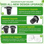 Borlech 2025 New Upgraded Large Aquarium Plant Holder with 1.57-inch Extension Hooks and Suction Cups for Fish Tank Aquaponic Plant Cultivation and Aquascape Accessories Decorations (4 PCS)