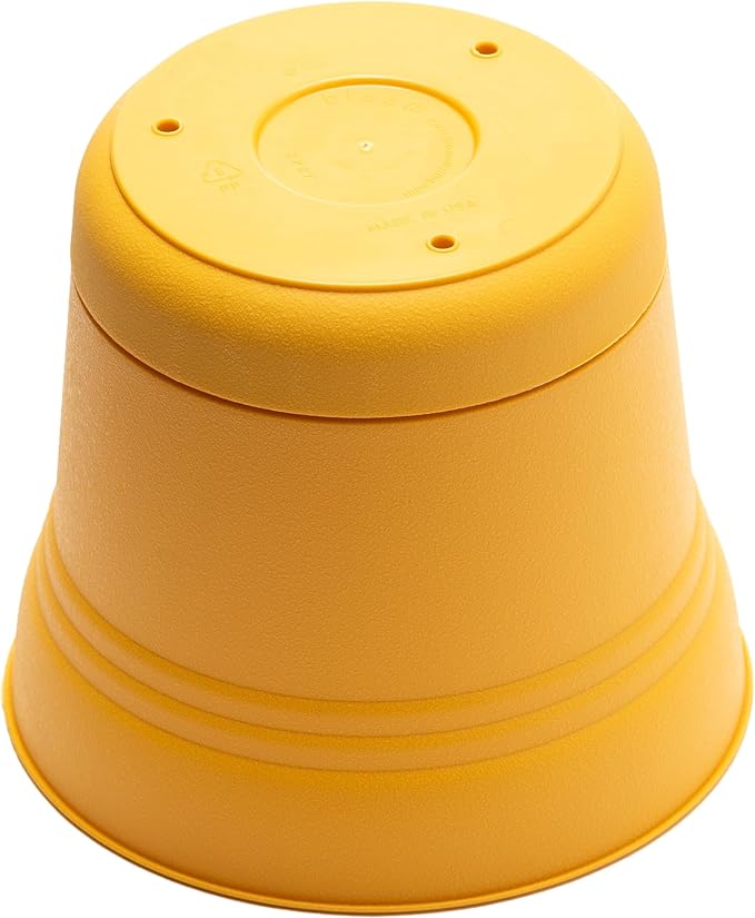 Bloem Saturn Round Planter with Saucer Tray: 12" - Earthy Yellow - Durable Plastic Pot, Matte Finish, Removable Saucer, for Indoor & Outdoor Use, Gardening, 3 Gallon Capacity