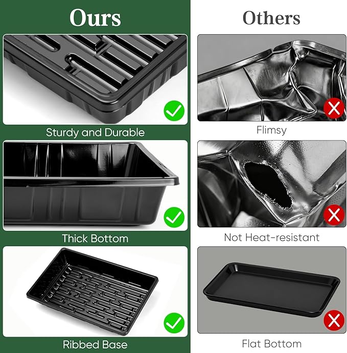 Sckee Upgraded 20 Pack Plant Growing Trays Seed Starting Tray Microgreens Growing Trays Seedling Plant Germination Starter Tray Transplant Fodder Flats, No Holes, No Leakage, Reusable (1015)