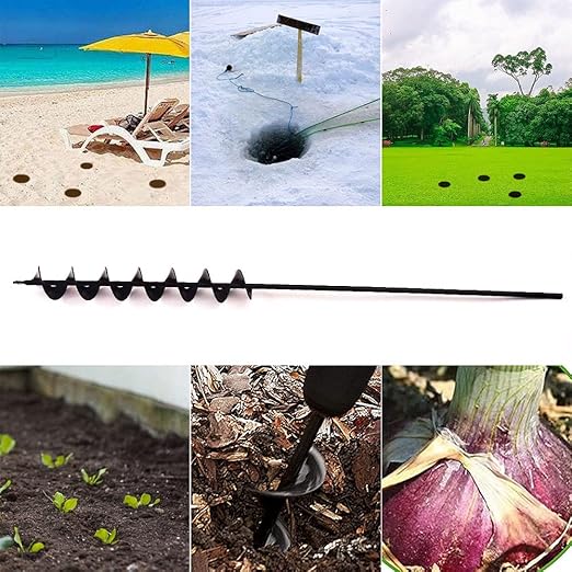 32" x 2" Extended Length Garden Auger Drill Bit for Planting Bulb & Bedding Plant Auger 100% Solid Barrel-No Need to Squat Post Hole Digger for 3/8" Hex Drive Drill- Earth Auger Bulb Planter Tool
