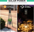 RGB Dragonfly Projection Solar Floor Lamps Outdoor, Metal Floor Light with Plant Stand,42.48" Decorative Waterproof Lighting for Garden,Patio,Porch,Yard,Deck,Black,2 Pack