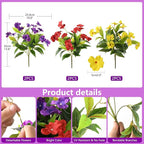 Hommyea Artificial Fake Flowers for Outdoor, 6 Bundles UV Resistant Faux Plants Decoration Silk Flowers No Fade Plastic Flowers for Outside Planters Home Porch Patio Yard Garden Decor