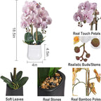 Orchids Artificial Plant in Ceramic Pot 18.5" Faux Orchid Phalaenopsis Flowers Arrangement for Home Office Table Centerpiece Indoor Decor, Light Purple