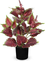 Artificial Plants Indoor with Pot 16.9" Faux Potted Perilla Plants Indoor Decorative Silk Greenery in Black Pot for Farmhouse Home Bathroom Living Room Office Table Shelf Decor