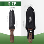 PERWIN Hori Hori Garden Knife, Garden Tools with Sheath for Weeding, Planting, Digging, 7" Stainless Steel Blade with Cutting Edge, Full-Tang Walnut Wood Handle with Hanging Hole