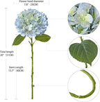 ZYTUYO 20" 4PCS Artificial Light Blue Hydrangea Flowers Large Faux Latex Real Touch Fake Hydrangeas Silk Bouquet with Leaves Stems for Family Table Office Wedding Party Arrangements
