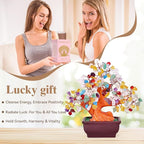 Feng Shui Quartz Crystal Money Tree Bonsai Style Decoration for Luck and Wealth (Multicolor)