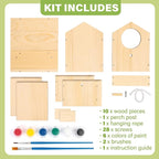 LotFancy Bird House Kit, DIY Wooden Birdhouse Kits, Arts and Crafts Painting Kits for Kids Ages 4+, Build and Paint, Including Paints & Brushes