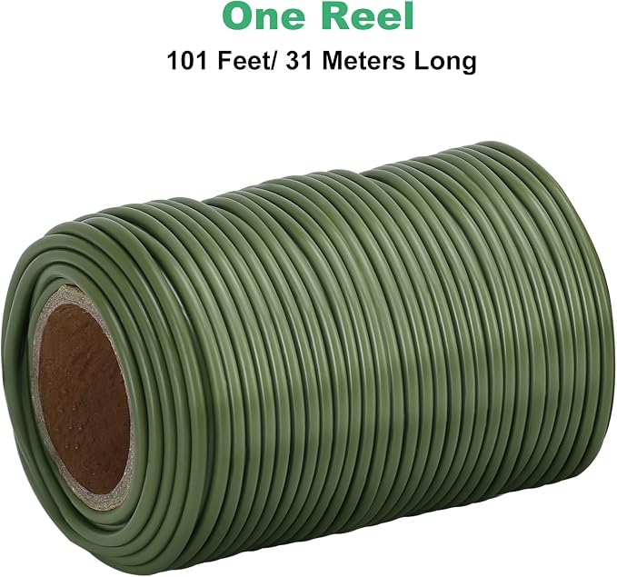 TELENT OUTDOORS 101 Feet Soft Plant Ties Dark Green Plant Twist Ties, Plant Ties for Support. Gardening Supplies for Plants Office Home Organization 3mm Diameter
