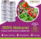 Gro-Med Coco Coir Seed Starter Cubes NPK Enriched for Herbs, Flowers, Vegetables organic Coco 4 Inch Plugs Perfect for Cloning, Cuttings, Propagation - 10 Cubes- Best Alternative to Peatmoss, Rockwool