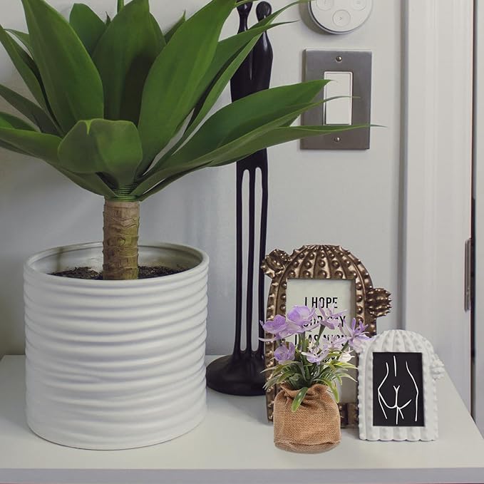 Realistic Faux Phalaenopsis Orchid Flower Plant in Potted Burlap Bag Simulation Butterfly Orchid for Home Table Decor for Office and Living Room
