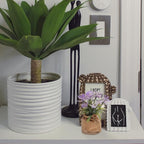 Realistic Faux Phalaenopsis Orchid Flower Plant in Potted Burlap Bag Simulation Butterfly Orchid for Home Table Decor for Office and Living Room