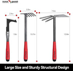FLORA GUARD 6-Piece Garden Tool Set, Heavy Duty Gardening Hand Tools,Includes Trowel, Rake, 2-in-1 Hoe & Crack Weeder, Durable Yard Gardening Tools, Ideal Gardening Gift for Men & Women