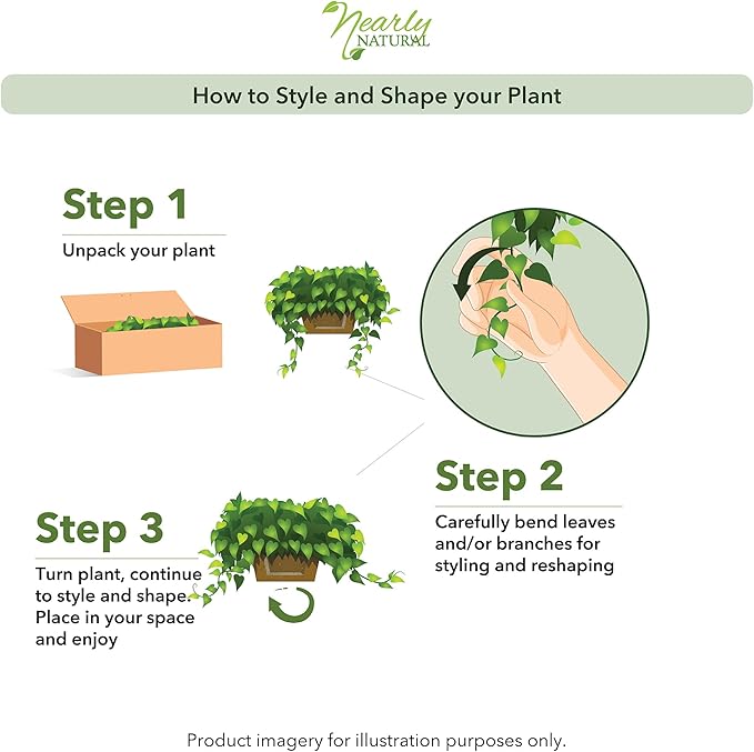 Nearly Natural 34in Artificial Pothos Ivy Plant with Ledge Basket Faux Trailing Cascading Greenery for Indoor Home Decor