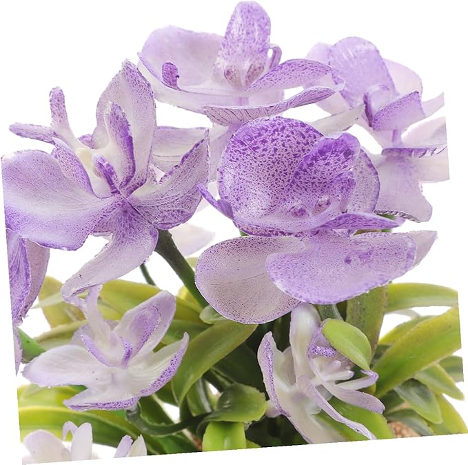 Artificial Phalaenopsis Orchid Bonsai Faux Orchid Flowers Lifelike Plastic Potted Plant Home Decoration for Living Room Office Bedroom