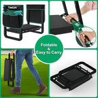 TomCare Garden Kneeler and Seat 11.14” Wider Larger Soft Kneeling Pad Garden Bench with 2 Large Tools Pouches Heavy Duty Foldable Garden Stool Gardening Gifts for Women Men Gardeners Seniors, Black