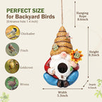 Bird House for Outside, Birdhouses for Outdoors, Decorative Bird Houses, Hanging Funny Bee Solar Gnome Birdhouse for Outside Cardinal Bluebird Wild Birds